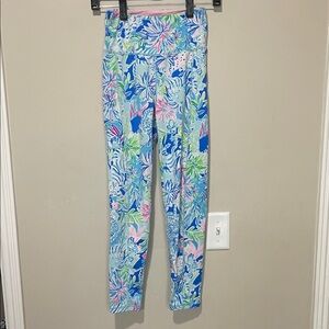 Lilly Pulitzer Luxletic Pink Lined Leggings Blue & Green XS